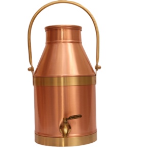 Distributeur d'eau en cuivre pur poli miroir de qualité supérieure – Design conique élégant avec accents en laiton antique - Product Image 1