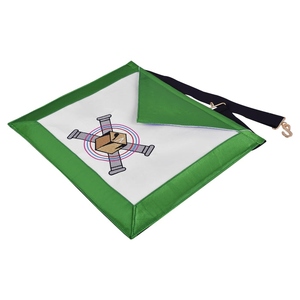Tablier de Maître du 5ème Degré du Rite Écossais AASR en Soie Verte avec Broderie Machine, Régalia Maçonnique - Product Image 3