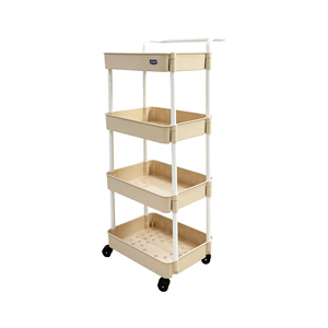 White 3 Tier Rolling Storage <b>Trolley</b> Plastic Organizer Cart <b>with</b> Handle and <b>Wheels</b> for <b>Kitchen</b> Bathroom Office - Product Image 5