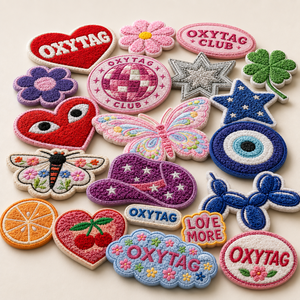 Oxytag Patchs thermocollants brodés en feutre non tissé, formes Cœur, Fleur, Papillon, pour décorations cadeaux, vente en gros, personnalisation OEM - Product Image 1