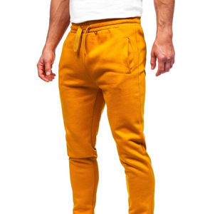 Men's Mustard Fleece Sweatpants Elastic Waist Drawstring Side Pockets Casual Joggers Autumn Midweight Knitted Fit - Product Image 4
