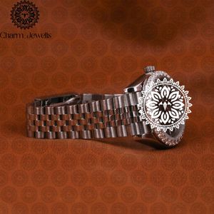 Charm Jewells Reloj redondo de acero inoxidable para hombre, 40 mm, cristal de zafiro, cuarzo, cierre plegable de moda de lujo - Product Image 3