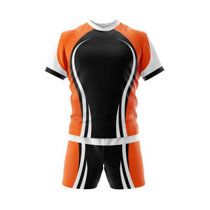 Ensemble d'uniformes de rugby personnalisés imprimés par transfert thermique, ajustés, à séchage rapide, grande taille, Rashguard Spandex/Coton - Product Image 1