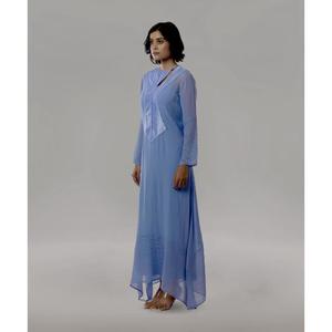 Elegante Vestido Casual para Mujer en Georgette con Elegante Trabajo de Parches de Seda y Forro de Tafetán Suave para Fiestas - Product Image 5