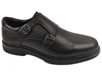 Chaussures habillées noires Aircom pour hommes à boucle de moine, avec coussin d'air, fermeture à boucle sur l'embout, semelle intermédiaire EVA amortie et semelle extérieure TRX antidérapante