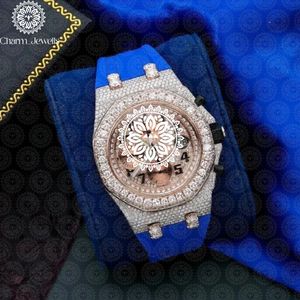 Charm Jewells Reloj de lujo de acero inoxidable para hombre, 40 mm, cronógrafo mecánico analógico, fecha automática, resistente al agua, 10 bar, azul - Product Image 1