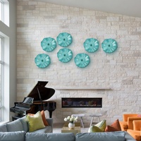 Vas Dinding Gantung Longree Aqua Blue Turquoise Modern Art Deco, Piring Kaca Murano Buatan Tangan, Seni Dinding