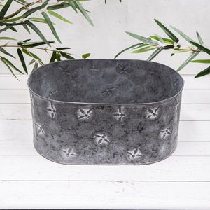 Customized rectangular galvanized metal <b>planters</b> Ribbed texture outdoor garden containers Galvanized metal garden tubs - Product Image 5