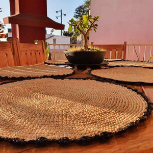 Wholesale Price Colorful Boho Chic Jute <b>Placemat</b> <b>Round</b> Woven <b>Placemats</b> Tassel Paper Raffia Woven <b>Placemats</b> for Family Gathering - Product Image 5