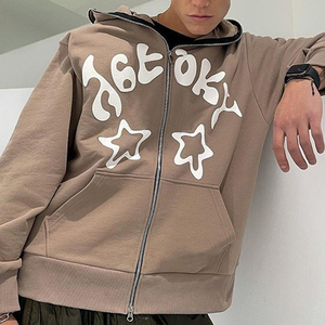 Y2k ropa Zip up sudaderas con capucha bordado Zip up sudaderas con capucha Zip up cubierta de cara completa estilo hueso cremallera Unisex pasamontañas Sudadera con capucha - Product Image 3