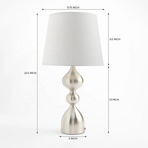 Regalia Hourglass Metal Table <b>Lamp</b> with Linen Tapered Shade Brushed Nickel Finish Soft Ambient Glow for Elegant Decor - Product Image 6