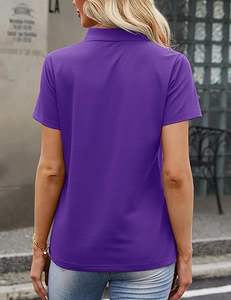 T-shirt polo pour femme 100% coton, col polo, décontracté, coton et polyester, anti-boulochage et respirant, impression numérique. - Product Image 5