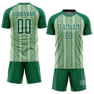 Conjunto de Camiseta de Fútbol Sublimada Personalizada para Hombre, Manga Corta, Verde a Rayas, Cuello Redondo, Absorbe la Humedad, Ajuste Atlético, para Adultos, Todas las Temporadas - Product Image 1
