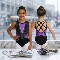 Justaucorps de gymnastique rythmique professionnel pour enfants, personnalisable avec strass, manches longues, pour filles, entraînement, danse, taille élastique