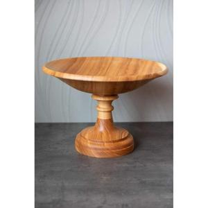 Bol de service vintage en bois, centre de table décoratif, style piédestal pour fruits, artisanat écologique pour fêtes, maison et restaurant - Product Image 1