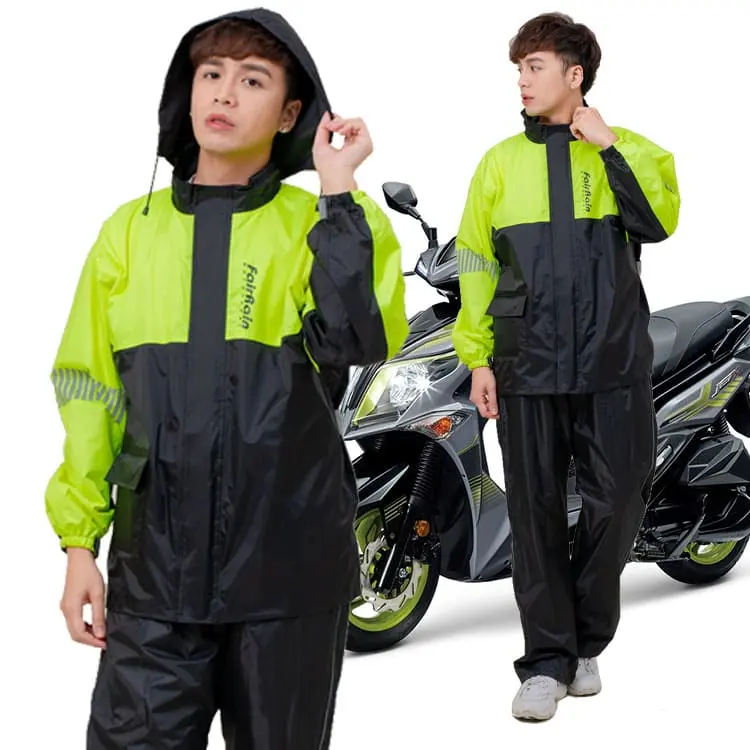 Custom Motorcycle Bike 2 Pieces Pant Jacket Sets Waterproof Fly Hawk Racing Rain Coat Reflectors Rainsuit Raincoat