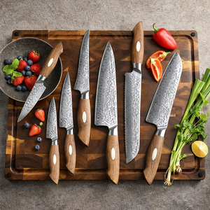 Ensemble de couteaux de cuisine en acier au carbone forgé à la main, 6 pièces, qualité supérieure, couteaux à fruits et légumes, manche en bois ambidextre - Product Image 6