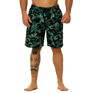 Elastic Waistband Breathable UV Protection Swim Bermuda Shorts <b>Men's</b> Quick Dry Custom Solid 100% Polyester Swim <b>Trunks</b> For <b>Men</b> - Product Image 2