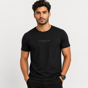 T-shirt à manches courtes noir pour homme, imprimé motif, coupe décontractée, col rond, 100% coton tricoté, séchage rapide, respirant, 180g - Product Image 2