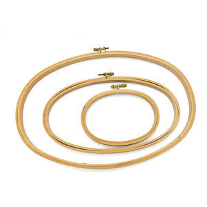 PLOMA Natural Wood Color Embroidery Hoop Bulk Pack Oval Simple Durable Convenient Hand <b>Sewing</b> Accessory Multi Size Available - Product Image 1