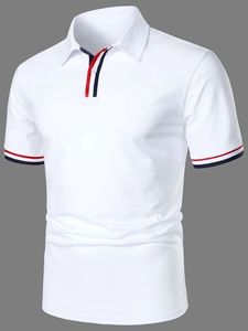 Plus Size Men's <b>Polo</b> Shirt Short Sleeve Turn Down Collar Contrast Stripe Knitted Casual Uniform Top Custom Logo - Product Image 1