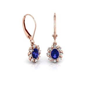 <b>Blue</b> <b>Sapphire</b> Dangle <b>Earrings</b> 925 Sterling Silver 14K Rose Gold Lever Back Gold Plated Party Women Fine Jewelry - Product Image 5