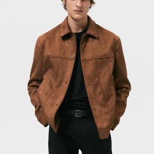 Nueva Chaqueta de Gamuza para Hombre, Chaqueta Bomber de Cuero para Hombre, Mangas de Cuero, Impresión Personalizada Completa, Precio al por Mayor - Product Image 4