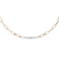 Collier de luxe pour femme en or rose 10K 14K 18K avec pendentif barre et diamant de laboratoire taille brillant, chaîne maille trombone