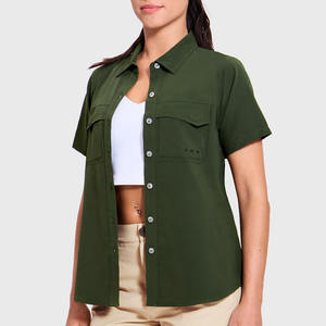 Camisetas de pesca para mujer, con logotipo personalizado, transpirables, de manga corta, tela de poliéster y spandex, estilo moderno. - Product Image 4