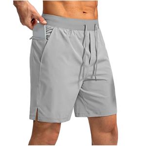 Pantalones Cortos Deportivos Personalizados para Hombre, de Poliéster y Algodón, Estilo Terry, para Fisicoculturismo, con Bolsillo, Color Gris Lavado Ácido, Corte Holgado - Product Image 2