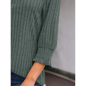 2025 2025 Women's Lightweight Sweater Tunic 3/4 Length Puff Sleeve <b>Henley</b> V Neck Tops Fall Dressy Casual <b>Shirt</b> - Product Image 3