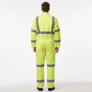 Combinaison de sécurité personnalisée en polyester ignifuge verte pour homme, bande réfléchissante haute visibilité CLASSE 2, LED clignotante, imperméable, 5 pièces personnalisées - Product Image 6