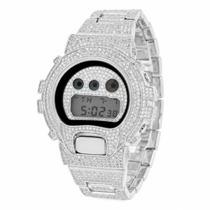 Luxury Digital <b>Watch</b> Stainless Steel Case Rhinestone Round Dial Unisex Band - Product Image 4