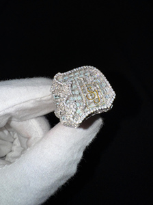 Bague de championnat Hip Hop personnalisée Moissanite glacée VVS diamant 925 argent blanc plaqué or lettre Bling nom initial pour les cadeaux - Product Image 2