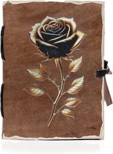 Agenda B5 en cuir rose vintage élégant, 100 feuilles, carnet floral, croissance spirituelle, épanouissement mystique, rose dorée et noire - Product Image 2