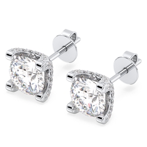 REYES Wholesale Price 14K Solid Gold CVD HPHT 2 Carat Lab Grown Diamond Screw <b>Back</b> Stud <b>Earrings</b> For Women Fine Jewelry - Product Image 4