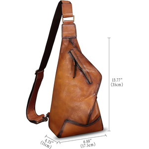 Sac bandoulière vintage en cuir véritable avec sangle d'épaule arquée détachable, pochette de chasse unisexe - Product Image 4