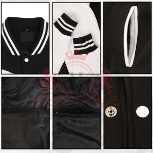 Top Quality Black <b>White</b> Letterman <b>Jacket</b> Contrast Sleeves Premium Stitching Modern Street Style Outfit - Product Image 6
