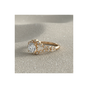 Anillo de Compromiso con Diamante Cultivado en Laboratorio, Oro de 14K, Corte Redondo, Diseño Vintage con Doble Aro, Anillo de Novia con Diamantes, Fabricante de Joyería Personalizada - Product Image 1