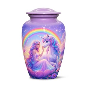 Urna Funeraria de Unicornio para Cenizas, Estilo Europeo Americano para Mujeres Adultas, Ecológica, Personalizable, 220 Pulgadas Cúbicas - Product Image 1