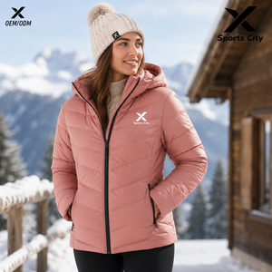 Veste matelassée à capuche pour femme X Sports City, résistante à l'eau et au vent, hiver, manches longues, fermeture éclair, multicolores, OEM - Product Image 3