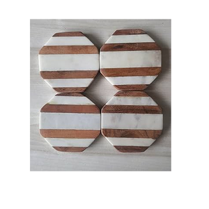 Posavasos de Mármol Natural Ecológicos, Duraderos y Lavables, Accesorios de Escritorio de Piedra - Product Image 3