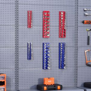 Set Organizzatore Magnetico per Bussole 6 Pezzi, Supporto per Bussole da 1/2 Pollice SAE e Metriche con Etichette Trasparenti, Vassoi per Bussole da 1/4, 3/8, 1/2 Pollice - Product Image 6