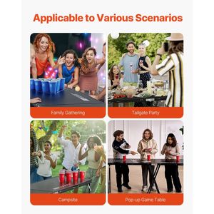 Tavolo da Beer Pong Portatile Pieghevole da 8 Piedi con Maniglie per il Trasporto, Altezza 36 Pollici, 6 Palline, Leggero per Campeggio e Eventi all'Aperto - Product Image 6