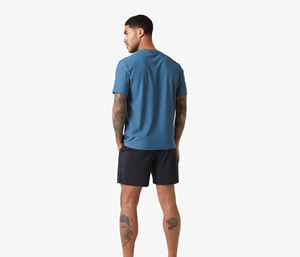 T-shirt décontracté bleu à manches courtes et col rond pour homme, 100 % coton jersey tricoté, couleur unie, coupe classique - Product Image 1