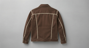 Blouson en cuir marron pour homme, style motard, brodé, réversible, boutonné sur le devant, avec poignets matelassés et poches poitrine, idéal pour l'automne - Product Image 2