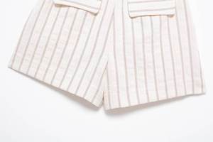 Shorts para Mujer, Nuevo Estilo a la Moda, Rayados Blancos, Versátiles, Holgados, Retro, Cintura Alta, con Cierre, Ajustados - Product Image 4
