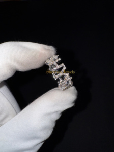 14K Solid White Gold <b>Iced</b> <b>Ring</b> Real Natural Diamonds Luxury Dainty Personalized Name Jewelry for Girlfriend Perfect Anniversary - Product Image 2