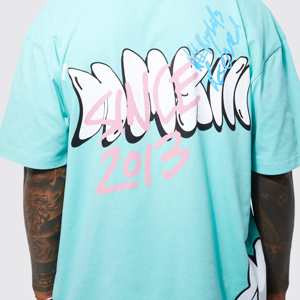 Mint Blue Oversized T-Shirt - 'SINCE 2013' Graffiti <b>Bubble</b> Graphic Tee - Urban Streetwear 3D Puff Print Cotton Graphic <b>Top</b> - Product Image 3