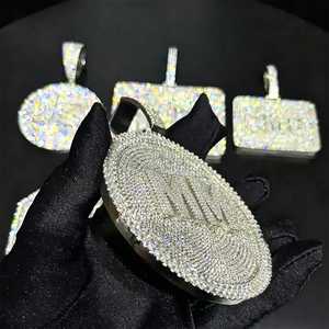 จี้เงินแท้ 925 สลักอักษรตามสั่ง ประดับเพชรโมอิสซาไนต์ VVS ทรงกลม แบบ Iced Out เครื่องประดับฮิปฮอป - Product Image 3